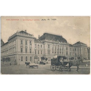 1919 Kolozsvár, Cluj; Igazságügyi palota, lovashintó / financial palace, horse chariot (Rb)