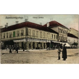 1915 Sepsiszentgyörgy, Sfantu Gheorghe; Városi bérház, Bikfalvi István üzlete, Városi nagy szálloda, városháza ...