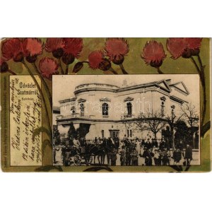 1901 Szatmárnémeti, Szatmár, Satu Mare; Színház. Szecessziós virágos művészlap, Reizer János kiadása / theatre...
