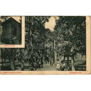 1911 Szilágysomlyó, Simleu Silvaniei; Báthory lovagvár sétatere, Bástya torony / castle promenade, park, tower (Rb...