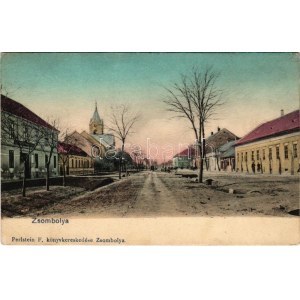 Zsombolya, Jimbolia; utca, templom. Perlstein F. kiadása / street, church (EK)