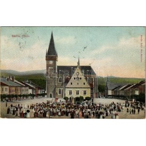 1906 Bártfa, Bardiov, Bardejov; Fő tér, ünnepség a régi városháza előtt / main square...