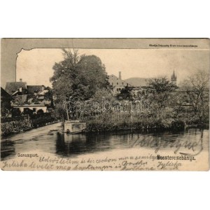 1908 Besztercebánya, Banská Bystrica; Garam part Ivánszky Elek kiadása / Hron riverside (EK)