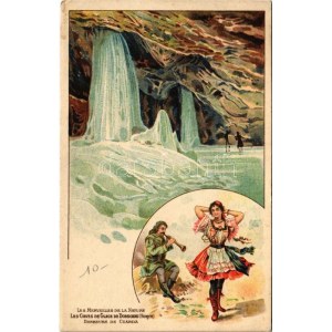 Dobsina, Dobschau; Dobsinai-jégbarlang, belső, csárdás, magyar folklór / Les Caves de Glace de Dobschau...