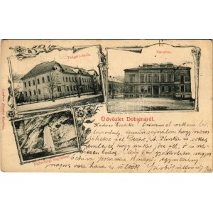 1902 Dobsina, Dobschau; Polgári iskola, városház, Jérbarlangi nagyterem, belső. Lindner Blanka kiadása / school...