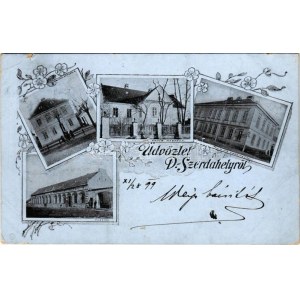1899 (Vorläufer) Dunaszerdahely, Dunajská Streda; Római katolikus népiskola, kaszinó, Fehér kastély, Adóhivatal ...