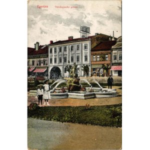 1918 Eperjes, Presov; Törvényszéki palota, szökőkút, Párisi Nagy áruház, Ambrózy Béla üzlete...