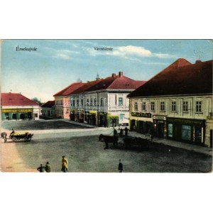 Érsekújvár, Nové Zámky; Városház tér, Schulcz Ignác, Bartlik Károly, cukorka és Freund Miksa üzlete...
