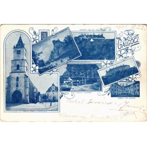 1903 Galgóc, Frasták, Hlohovec; Régi vár, római katolikus templom, Szt. János szobor, Erdődy vár / castles, church...