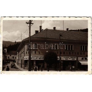 1937 Rahó, Rachov, Rahiv, Rakhiv; Turista szálló és étterem, takarékpénztár, dohány üzlet, autó / Turisticky dum...