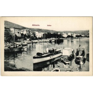 Abbazia, Opatija; Hafen, Dampfbarke / kikötő, gőzbárka / port, steam barge