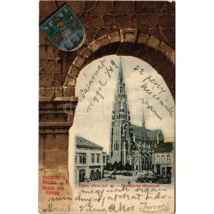 1901 Eszék, Osijek, Essegg; Zupna crkva gor. gr. Pfarrkirche Oberstadt. Victor Fritsche / Felsővárosi Plébániatemplom...