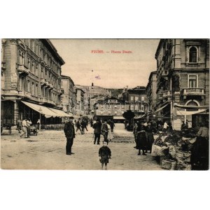1912 Fiume, Rijeka; Piazza Dante, Grand Hotel Cafe Europa / Tér, piac, Europa nagy szálloda és kávéház, fogorvos. W.L...