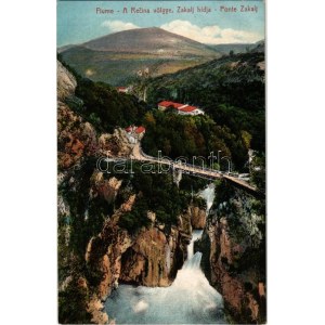 Fiume, Rijeka; A Recina völgye, Zakalj hídja. A Fiumei Diákasztal-Egyesület jótékonycélú képeslapja / ponte ...