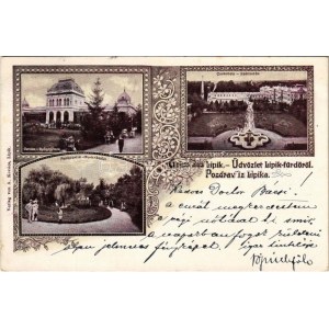 1901 Lipik, gyógytermek, park, szállodák. A. Kovács kiadása / spas, park, hotels. Art Nouveau, floral (fa...