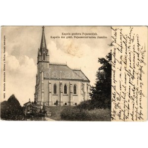1906 Nekcse, Nasice; Gróf Pejacsevich kastély kápolnája, lovashintó / Kapela grofova Pejacsevich ...