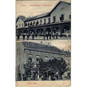 1911 India, Indija; vasútállomás, Horn vasúti szálloda / railway station and hotel (Rb)