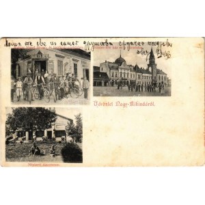 1907 Nagykikinda, Kikinda; Draxler-féle ház, városháza, Népkerti táncterem, Mahler József fűszer és kerékpár üzlete...