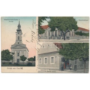 Omlód, Omoljica; Római katolikus templom, Községháza, Stulak Anton üzlete / church, town hall...