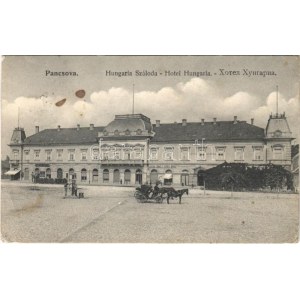 1909 Pancsova, Pancevo; Hotel Hungária szálloda, Kovács Árpád, Nádor Gyula üzlete / hotel, shops (EB...