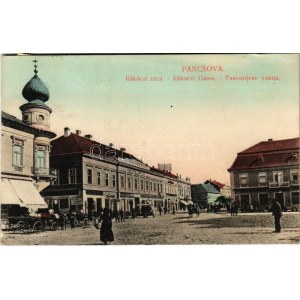 1909 Pancsova, Pancevo; Rákóczi utca, Grand Hotel Trompeter, üzletek. Kohn Samu kiadása / Rákóczi Gasse / street view...