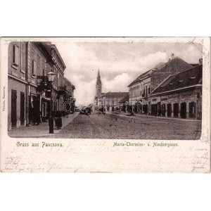 1902 Pancsova, Pancevo; Maria-Theresien- u. Almásergasse / Mária Terézia és Almásy utca...