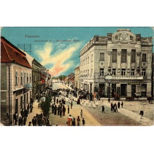 1913 Pancsova, Pancevo; Sztarcsovai út, Pancsovai Népbank, Stefanie Kalmár, Juba és Csányi üzlete, gyógyszertár...