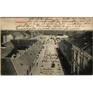 1906 Pancsova, Pancevo; Ferenc József tér, piac. Horovitz Adolf és Fia kiadása / square, market (EK...