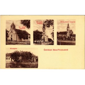 Pincéd, Bács-Pivnica, Pivnice; Evangélikus német templom, Evangélikus szláv templom, Görögkeleti (ortodox) templom...