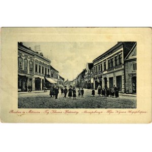 Szávaszentdemeter, Mitrovice, Mitrovitz an der Save, Sremska Mitrovica; Trg. Khuena Héderváry / tér, Takarékpénztár...