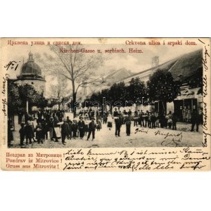 1903 Szávaszentdemeter, Mitrovice, Mitrovitz an der Save, Sremska Mitrovica; Templom utca, Szerb ház / Kirchen Gasse...