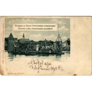 1902 Szenttamás, Bácsszenttamás, Srbobran; uszoda, fürdőzők. Uncsity (Uncic) kiadóhivatalának kiadása / spa, bathers ...