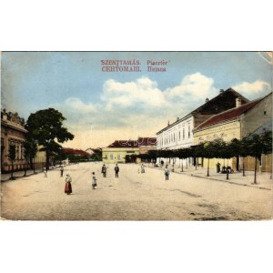 1913 Szenttamás, Bácsszenttamás, Srbobran; Piac tér / market square (EK)