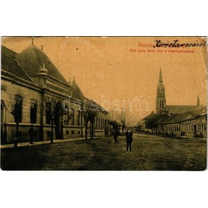 1909 Topolya, Bácstopolya, Backa Topola; Gróf Zichy János utca, takarékpénztár. Wilheim Miksa kiadása, W.L. (?) ...