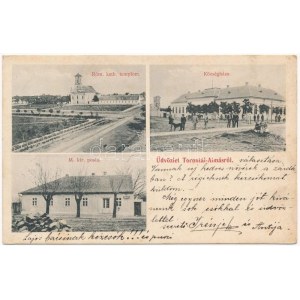 1909 Torontálalmás, Torontál-Almás, Apfeldorf, Jabuka; Római katolikus templom, Községháza, M. kir. posta ...
