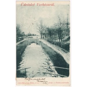1901 Újverbász, Verbász, Novi Vrbas; zsilip a Ferenc-csatornán. Schröder kiadása / canal, flood gate (vágott / cut...