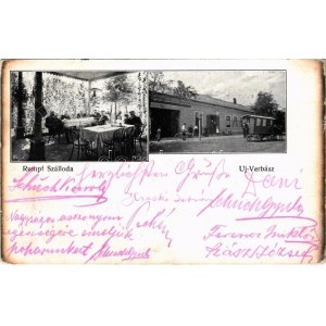 1904 Újverbász, Verbász, Novi Vrbas; Rumpf szálloda fedett terasza, omnibusz / hotel, horsebus