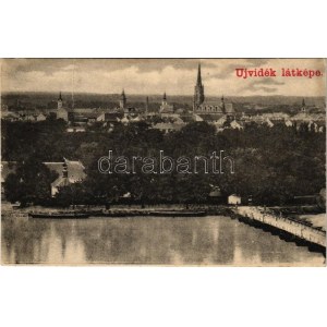 1902 Újvidék, Novi Sad; város látképe a várról, hajóhíd / view from the castle, pontoon bridge (fa...