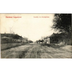 1907 Vajszka, Vajska; Grófi kastély és községháza, utca / castle and town hall, street