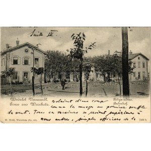 1900 Versec, Werschetz, Vrsac; Pályaudvar, vasútállomás, útépítés. W. Wettl / railway station...