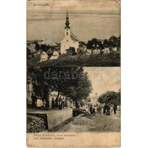 1908 Zalánkemén, Szalánkemén, Stari Slankamen; Szerb templom, Sós fürdő. Phot. Oldal / Serbian church, salt bath, spa ...