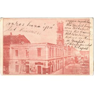 1906 Zenta, Senta; Városháza, üzletek / town hall, shops (EM)