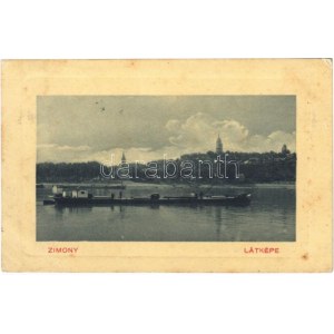 Zimony, Semlin, Zemun; látkép, uszály. W. L. Bp. 6327. Dick Ignác kiadása / general view, barge (EB...