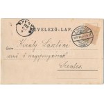 1900 Zombor, Sombor; Vármegye ház, Kossuth utca. Kiadja Schön Adolf, szecessziós fémes hatású fóliás képeslap ...