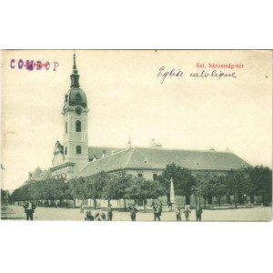 Zombor, Sombor; Szentháromság tér, templom / church, square