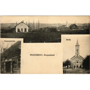 1927 Frankó, Frankenau; vasútállomás, templom, üzlet / Bahnhof, Kirche, Konsumverein / railway station, church...