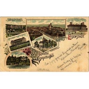 1898 (Vorläufer) Kismarton, Eisenstadt; Katonai alreáliskola, Eszterházy Herceg várkastély, Mária templom...