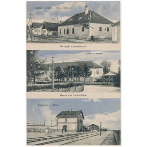 1913 Lakompak, Lackenbach; Koth János-féle vendéglő, Esterházy kastély, vasútállomás / Bahnhopf, Gasthaus, Schloss ...