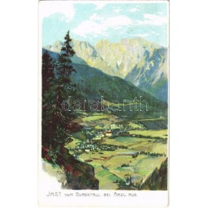 1912 Imst (Tirol), Vom Burgstall bei Arzl aus. Künstler-Heliocolorkarte No. 2970. von Ottmar Zieher s: M...