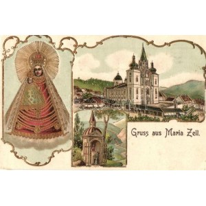 Mariazell, Basilika, Gnadenknapelle / Basilica, church, chapel, Mary statue, holy image. Art Nouveau, Emb...